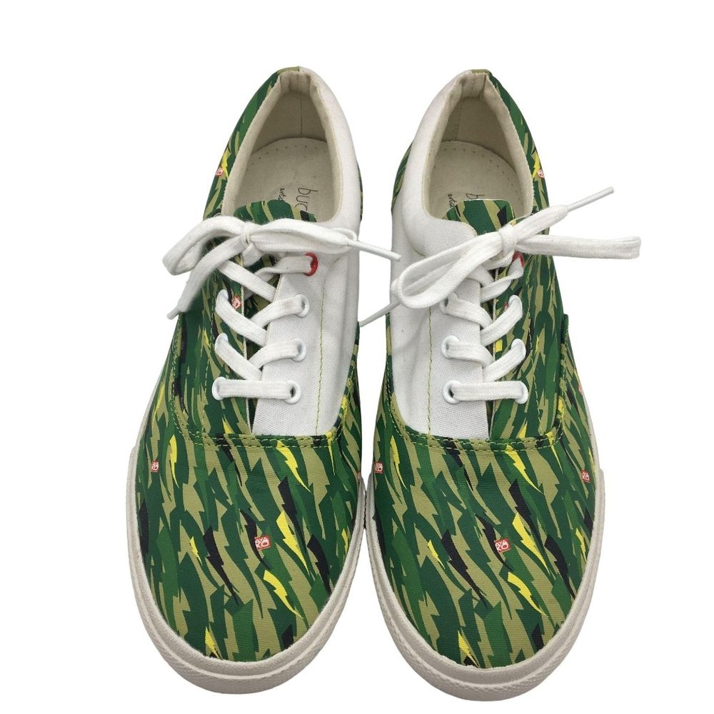 Bucketfeet Sneakers Womens Size 9 Miguel Ayako Camo Canvas Lace Up Green